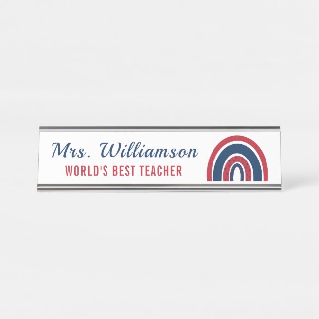 American Rainbow A Note From Custom Name Teacher Desk Name Plate (Front)
