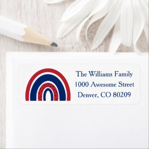 American Rainbow Patriotic Country Red White Blue Return Address Label