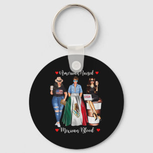 American Raised Mexican Blood Usa Flag Patriotic M Key Ring