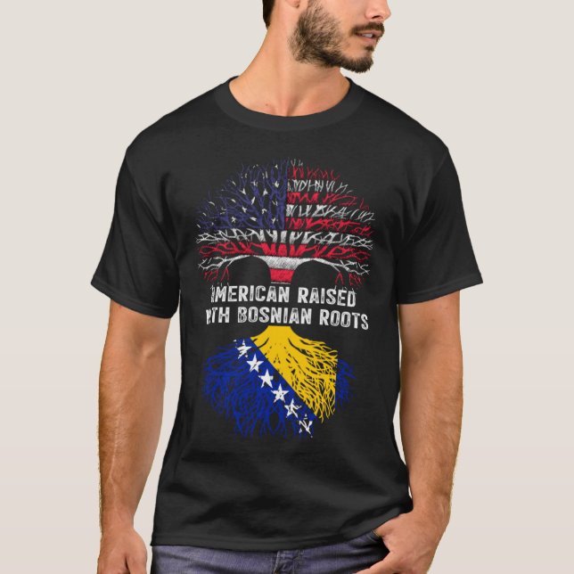 American Raised with Bosnian Roots Bosnia T-Shirt (Front)