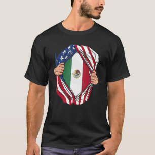 American Raised With Mexican Roots Usa Flag T-Shirt