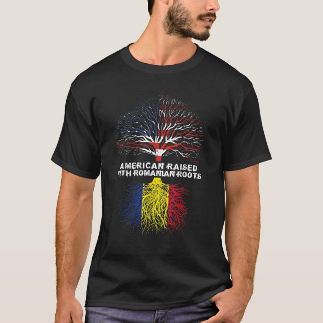 American Raised With Romanian Roots T-Shirt (Front)