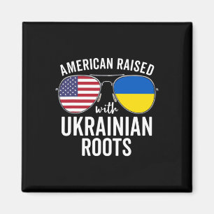 American Raised With Ukrainian Roots Usa Ukraine F Magnet