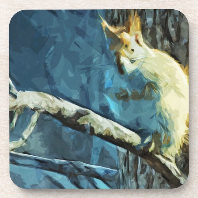 American Red Squirrel Abstract Impressionism Coaster (Front)