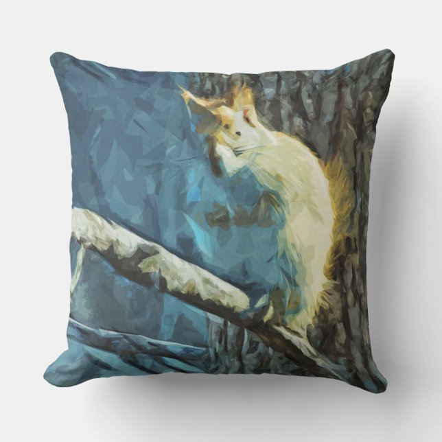 American Red Squirrel Abstract Impressionism Outdoor Cushion (Front)