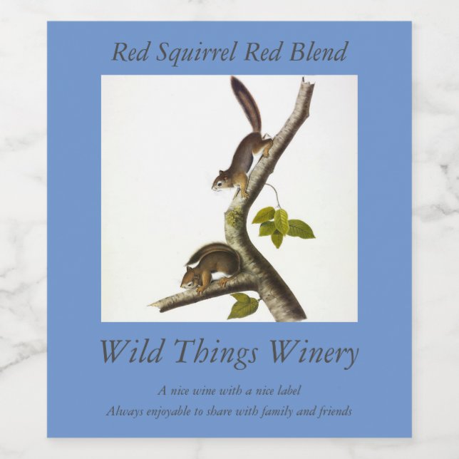 American Red Squirrel (Richardson's Columbian) Wine Label (Single Label)