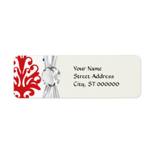 american red white and blue damask return address label