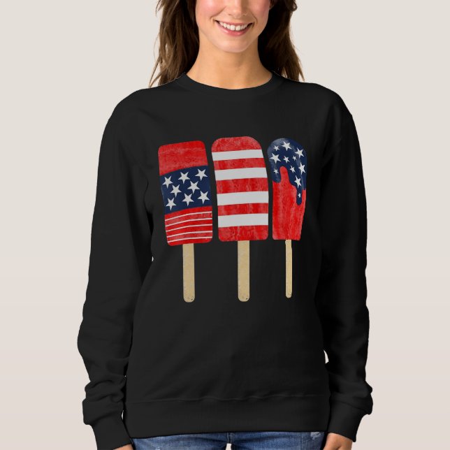 American Red White Blue 4th of July USA Ice Cream Sweatshirt (Front)