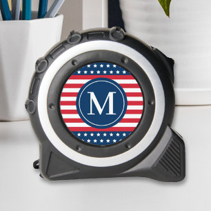American Red White Blue Custom Monogram Initial 1