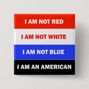 American red white blue politcal satire 15 cm square badge