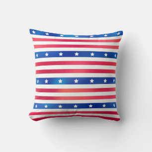 American Red White Blue Stars Stripes Trendy Cushion