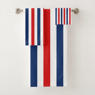 American Red White Blue Striped Bath Towel Set