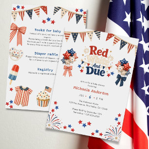 American Red White & Due All-In-One Baby Shower Invitation