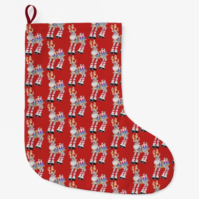 American Reindeer Pattern Christmas Stocking (Front)