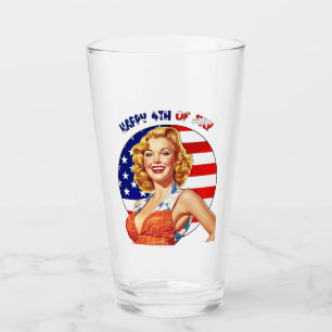 American Retro Pin-up Girl Art Glass
