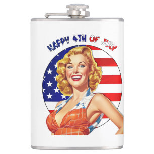 American Retro Pin-up Girl Art Hip Flask