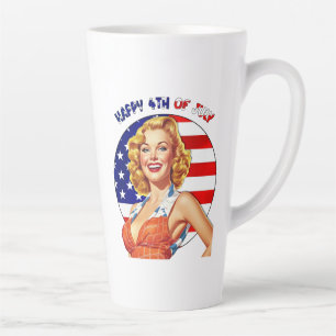 American Retro Pin-up Girl Art Latte Mug