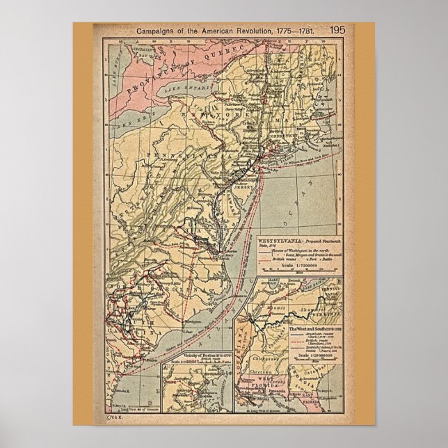 American Revolution Colonies Map Poster (Front)