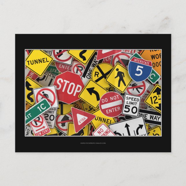 American road signs postcard (Front)