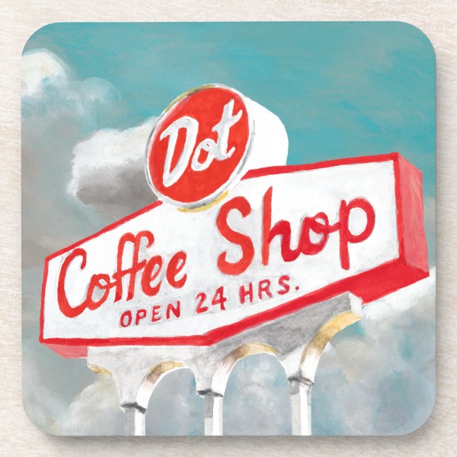 American Roadside | Coffee Shop Sign Coaster (Front)