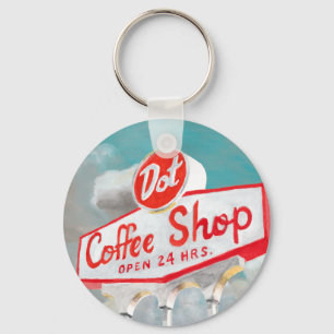 American Roadside   Coffee Shop Sign Key Ring