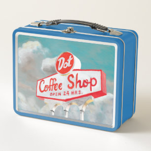 American Roadside   Coffee Shop Sign Metal Lunch Box