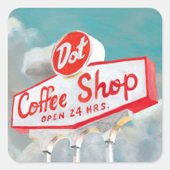 American Roadside | Coffee Shop Sign Square Sticker (Front)