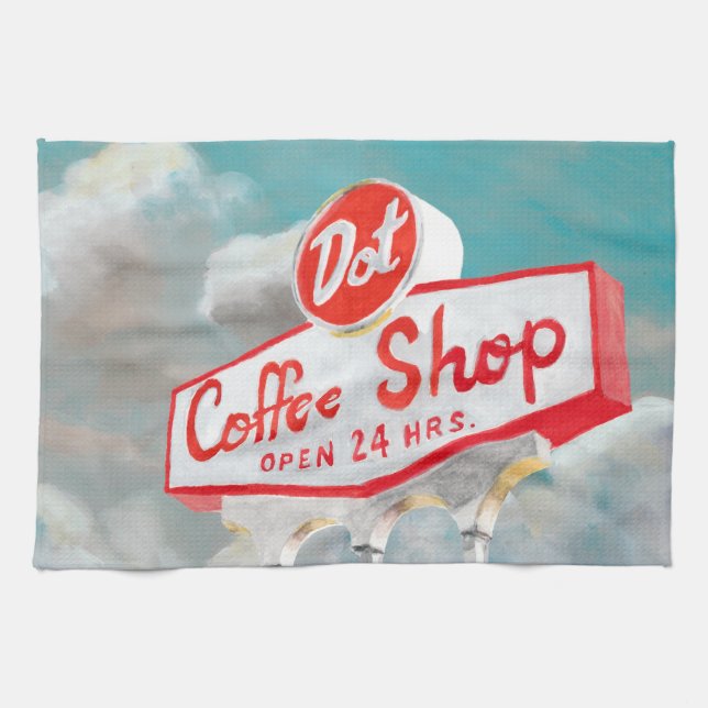 American Roadside | Coffee Shop Sign Tea Towel (Horizontal)