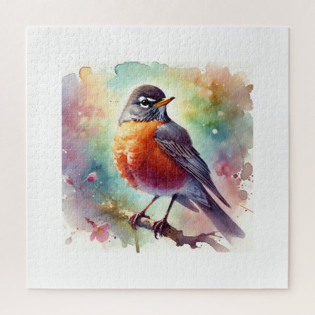 American Robin 010924AREF111 - Watercolor Jigsaw Puzzle (Vertical)