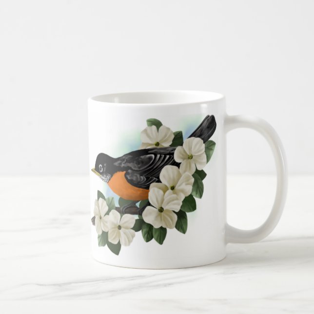 American Robin and Dogwood Flower Mug (Right)