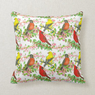 American Robin Cardinal Goldfinch Birds Cushion