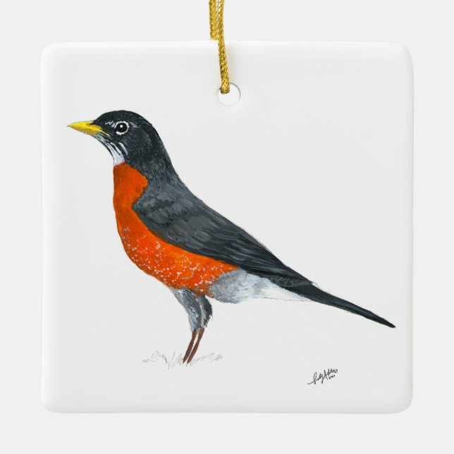 American Robin Ceramic Ornament (Front)