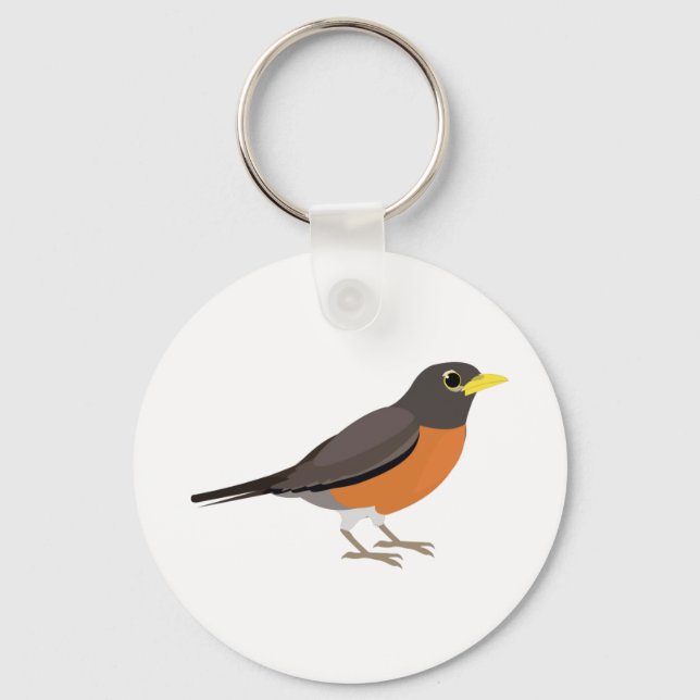 American Robin Illustration Key Ring (Front)