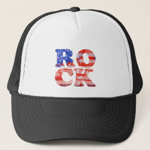 american rock music word flag trucker hat