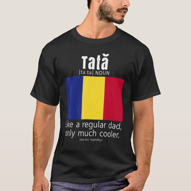American Romanian Patriot Flag Fathers Day Romania T-Shirt (Front)