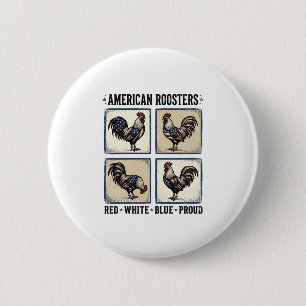 American Roosters Vintage Patriotic Shirt Design_1 6 Cm Round Badge