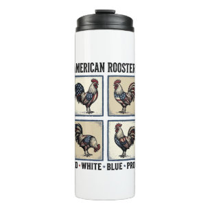 American Roosters Vintage Patriotic Shirt Design_1 Thermal Tumbler