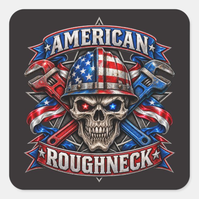 AMERICAN ROUGHNECK SQUARE STICKER (Front)