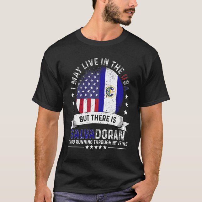 American Salvadoran Home in US Patriot El Salvador T-Shirt (Front)