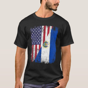 American Salvadorian Roots Half USA El Salvador Fl T-Shirt
