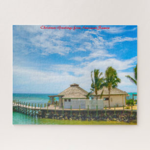 American Samoa Beach Scene.Christmas Greetings Jigsaw Puzzle