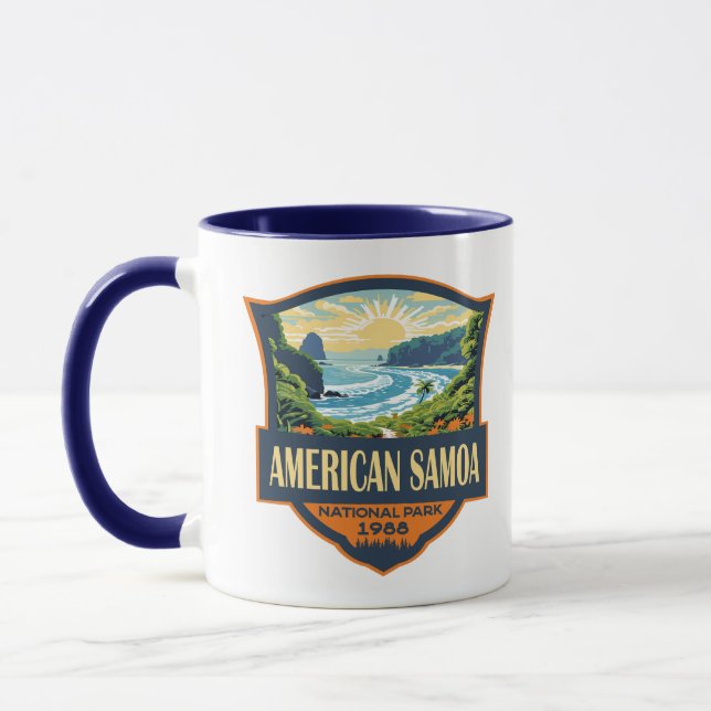 American Samoa National Park Illustration Retro Mug (Left)