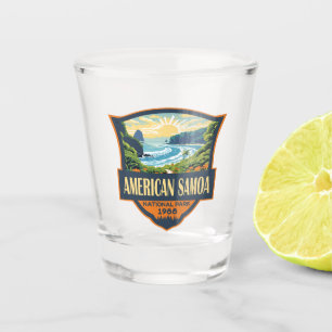 American Samoa National Park Illustration Retro Shot Glass