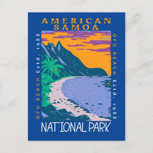 American Samoa National Park Ofu Beach Distressed Postcard
