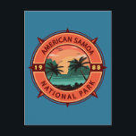 American Samoa National Park Retro Compass Emblem Postcard<br><div class="desc">American Samoa vector artwork design. The park was established in 1988 and is a tropical preserve of rain forest and coral reef in the south-central Pacific Ocean islands of the U.S. territory of American Samoa.</div>