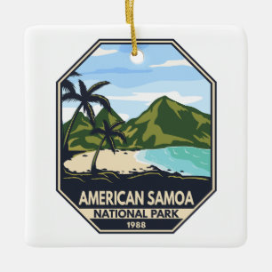 American Samoa National Park Retro Emblem Ceramic Ornament