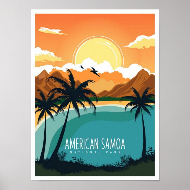 American Samoa National Park Travel Illustration Poster (Front)