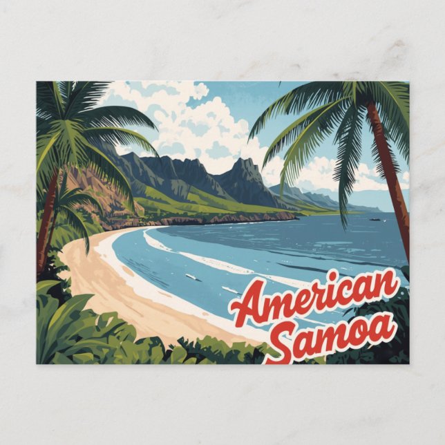 American Samoa Tropical Beach Art Postcard (Front)