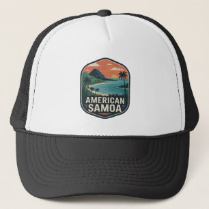 American Samoa Tropical Vintage Travel Badge Trucker Hat