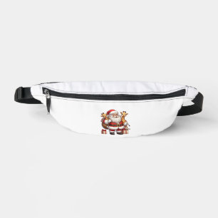 American Santa Claus Holding Giraffe Present Xmas Bum Bags